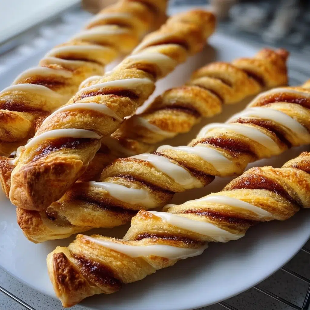 Puff Pastry Cinnamon Twists 2 Delicious puff pastry cinnamon twists on a plate