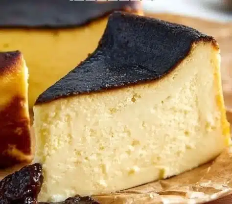 Deliciously creamy Basque Burnt Cheesecake with a caramelized crust on top.