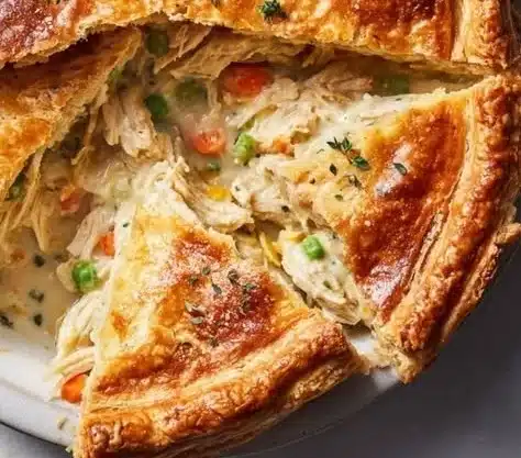 Delicious Chicken Pot Pie with flaky crust and fresh vegetables