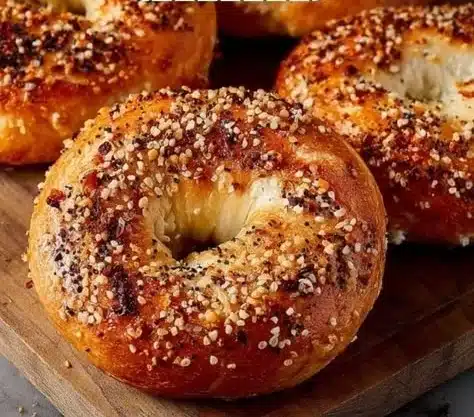 Homemade Cottage Cheese Bagels with toppings