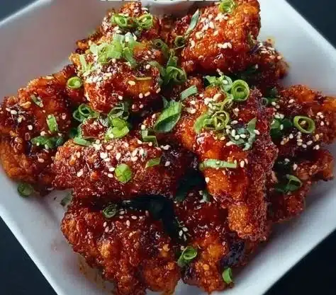 Deliciously crispy Korean Fried Chicken served with tasty sauces
