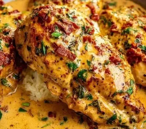 Delicious Marry Me Chicken served on a plate with herbs and sauce