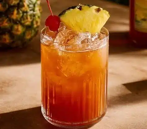 Paradise Rum Runner 5 Delicious Paradise Rum Runner cocktail with vibrant ingredients on a sandy beach.